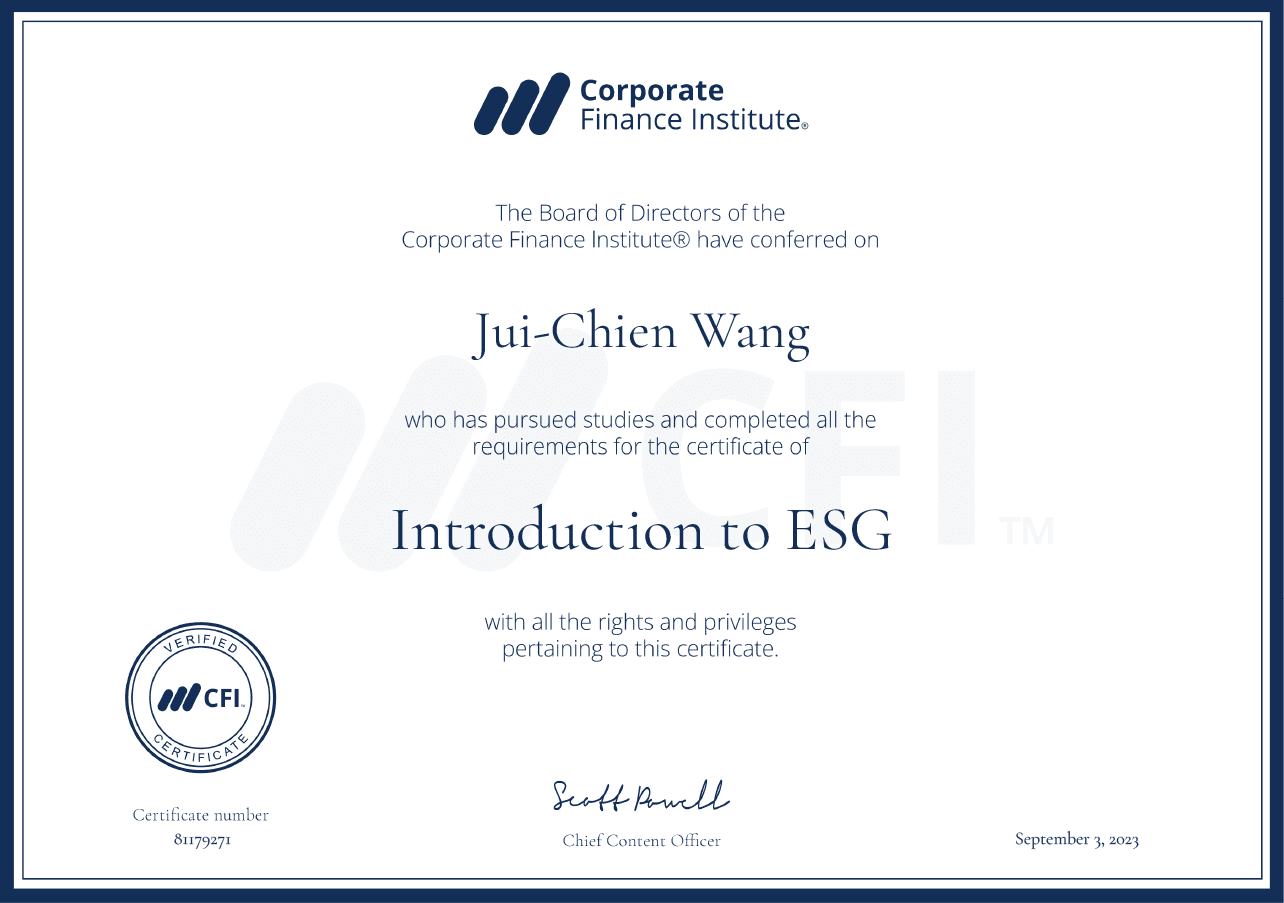 CFI - Introduction to ESG